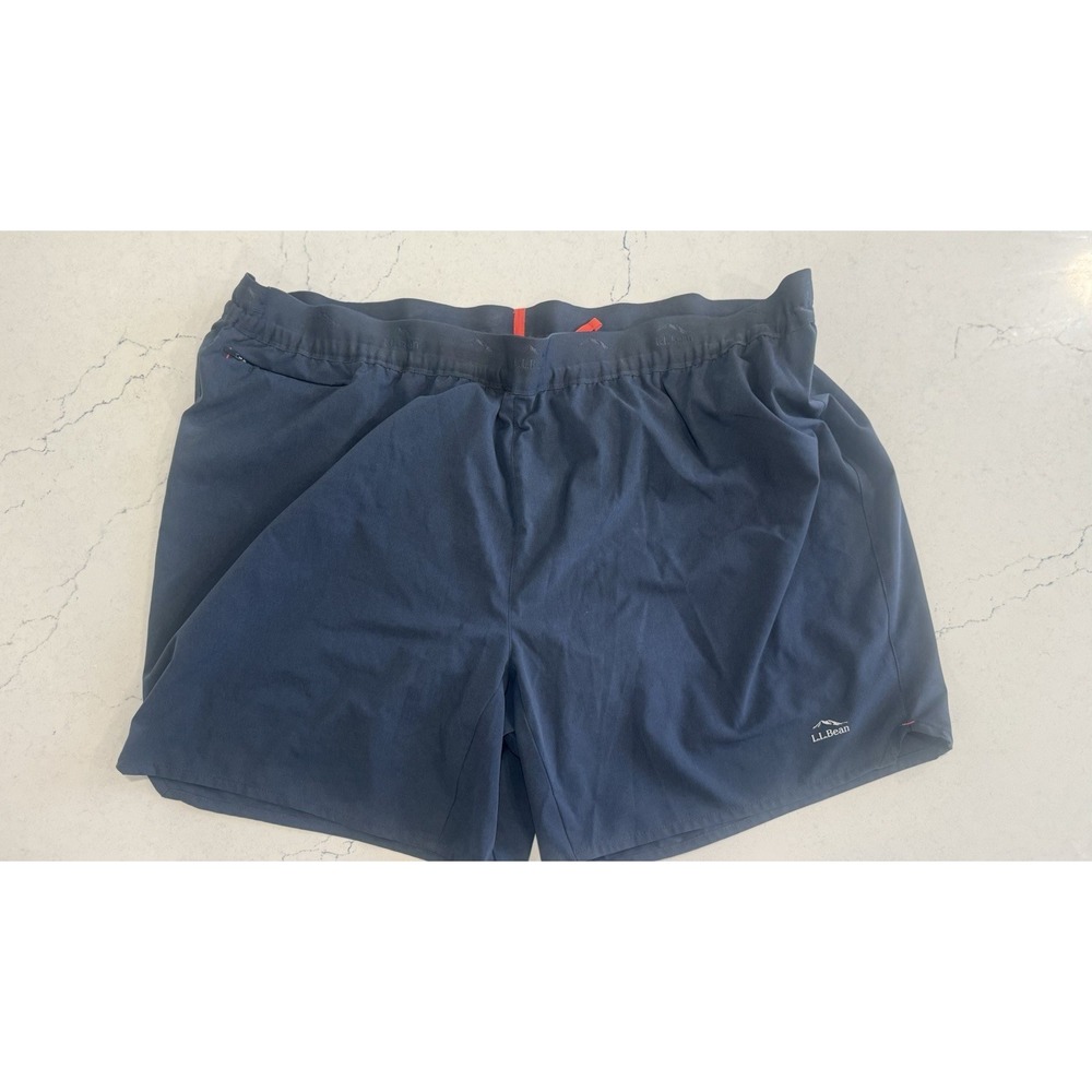LL Bean XXXL Blue Gray Lined Shorts Elastic Drawstring Waist
